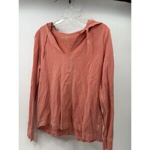 Eddie Bauer Womens XL Coral Thermal Hoodie Lightweight Pullover Shirt